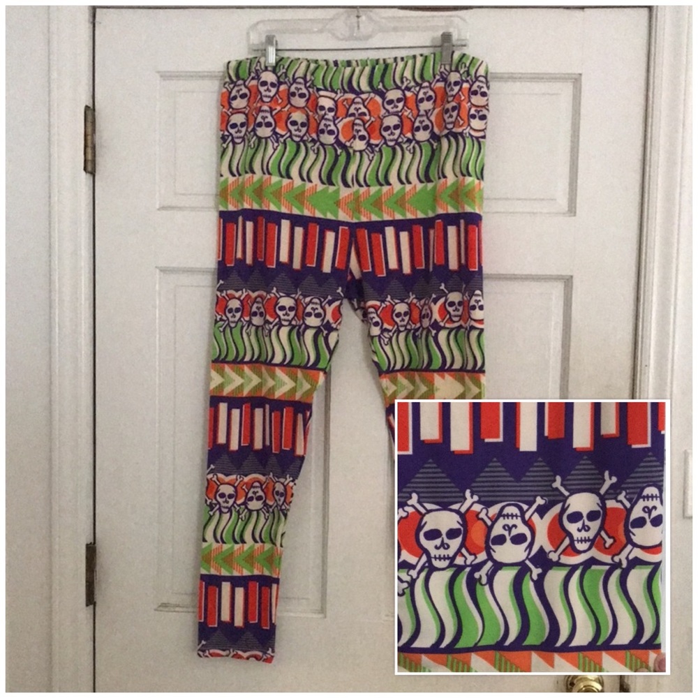 LULAROE Halloween SKULLS Print LEGGINGS *TC2*